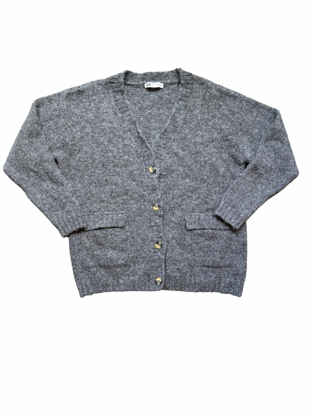 Zara Gray Long Sleeve Fuzzy Cardigan